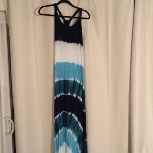 Blue tie dye cotton maxi